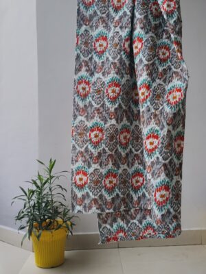 1 GREY SHADE IKAT PRINT KANTHA STOLE