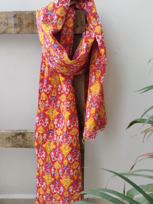 4 RED MULTICOLOUR FLORAL KANTHA STOLE