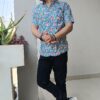 Blue And Pink Zigzag Print Cotton Shirt 4