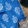 Blue Base With White Buta Motifs Hand-Print Cotton Shirt (2)