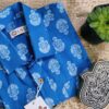 Blue Base With White Buta Motifs Hand-Print Cotton Shirt (3)