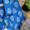 Blue Base With White Buta Motifs Hand-Print Cotton Shirt (4)