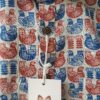 Blue and Red Bird Print Cotton Shirt 4
