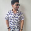 Blue and White Owl Print Cotton Shirt 1