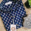 Dark Blue Base With Red Buti Hand-Print Cotton Shirt (4)