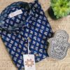 Dark Blue Base With Red Buti Hand-Print Cotton Shirt (5)