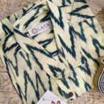Light Yellow With Black Zigzag Hand-Print Cotton Shirt (3)