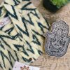 Light Yellow With Black Zigzag Hand-Print Cotton Shirt (5)