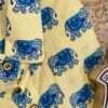 Light Yellow Base Blue Elephant Hand-Print Cotton Shirt (3)