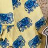Light Yellow Base Blue Elephant Hand-Print Cotton Shirt (4)