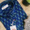 Navy Blue And Blue Buti Hand-Print Cotton Shirt (4)