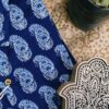 Navy Blue Base With White Motif Hand-Print Cotton Shirt (2)