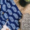 Navy Blue Base With White Motif Hand-Print Cotton Shirt (3)