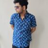 Navy Blue Buti Print Cotton Shirt 1