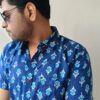 Navy Blue Buti Print Cotton Shirt 2