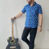 Navy Blue Buti Print Cotton Shirt 3
