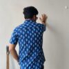Navy Blue Buti Print Cotton Shirt 4