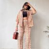 Red And Beige Floral Print Cotton Co-ord Set 1