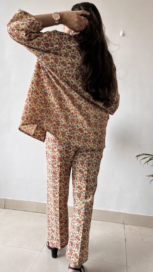 Red And Beige Floral Print Cotton Co-ord Set 2