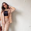 Red And Beige Floral Print Cotton Co-ord Set 5