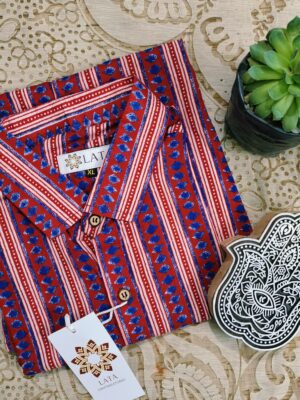 Red And Blue stripes Cotton Shirt (2)