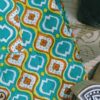 Teal Green Base With Red Yellow Hand-Print Cotton Shirt (2)