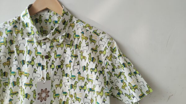 White And Green caricature Print Cotton Shirt 4