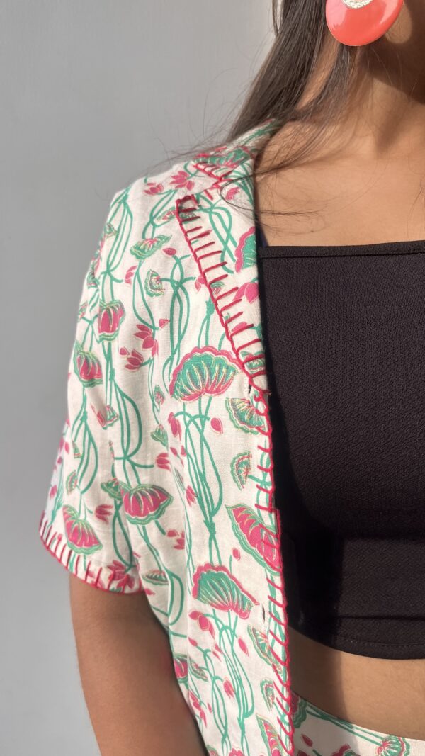 White And Pink Tropical Print Cotton Co-ord Set 4