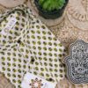 White And Yellow Floral Motif Handprinted Kurta