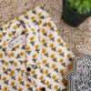 White And Yellow Flower Hand-Print Cotton Shirt (3)