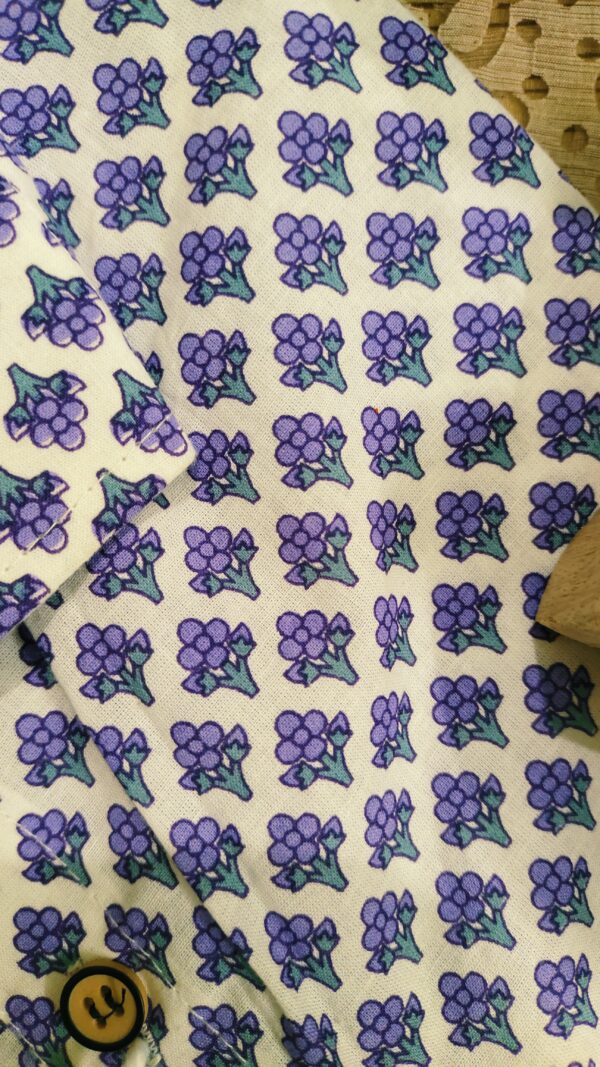 White Base Purple Flower Buti Cotton Shirt (2)