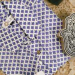 White Base Purple Flower Buti Cotton Shirt (3)