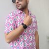 White and Pink Buti Print Cotton Shirt 1