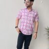 White and Pink Buti Print Cotton Shirt 3