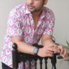 White and Pink Buti Print Cotton Shirt 4