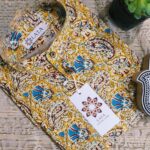 Yellow And Cream Overall Floral Handprinted Kurta(2)