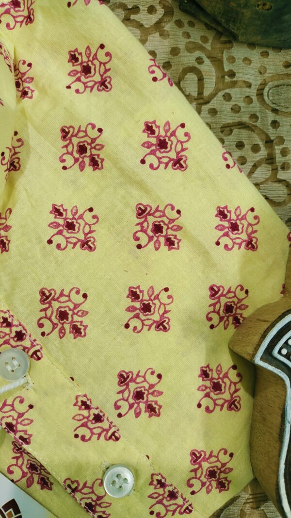 Yellow And Red Motif Handprinted Kurta(3)