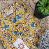 Yellow Base With All-over Floral Motif Hand-Print Cotton Shirt (5)