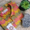 Yellow Base With Pink Green Zigzag Hand-Print Cotton Shirt (4)