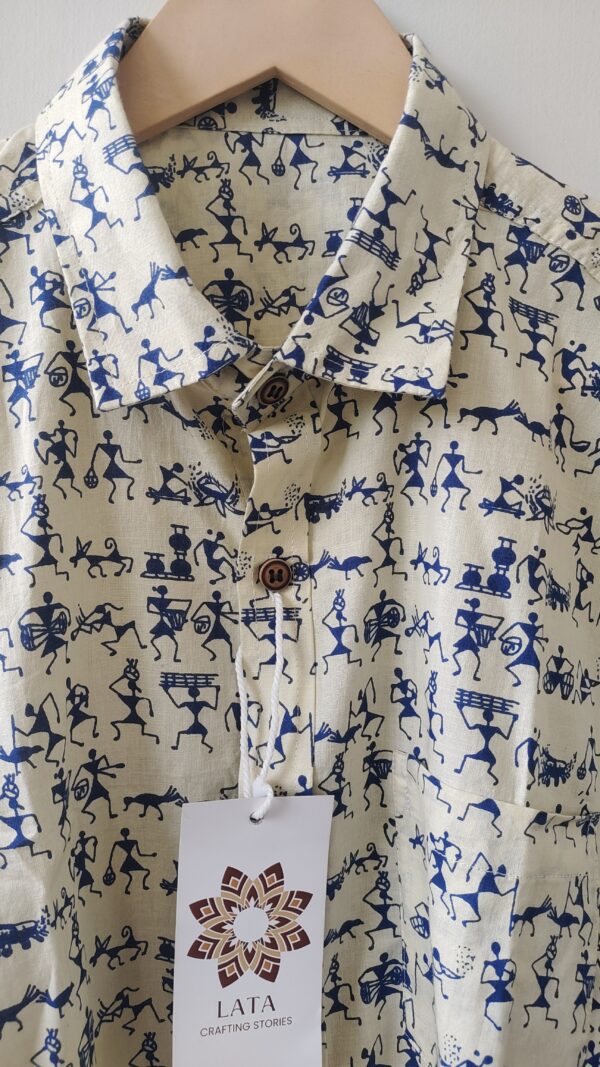 Blue Base And Blue Warli Cotton Shirt (2)