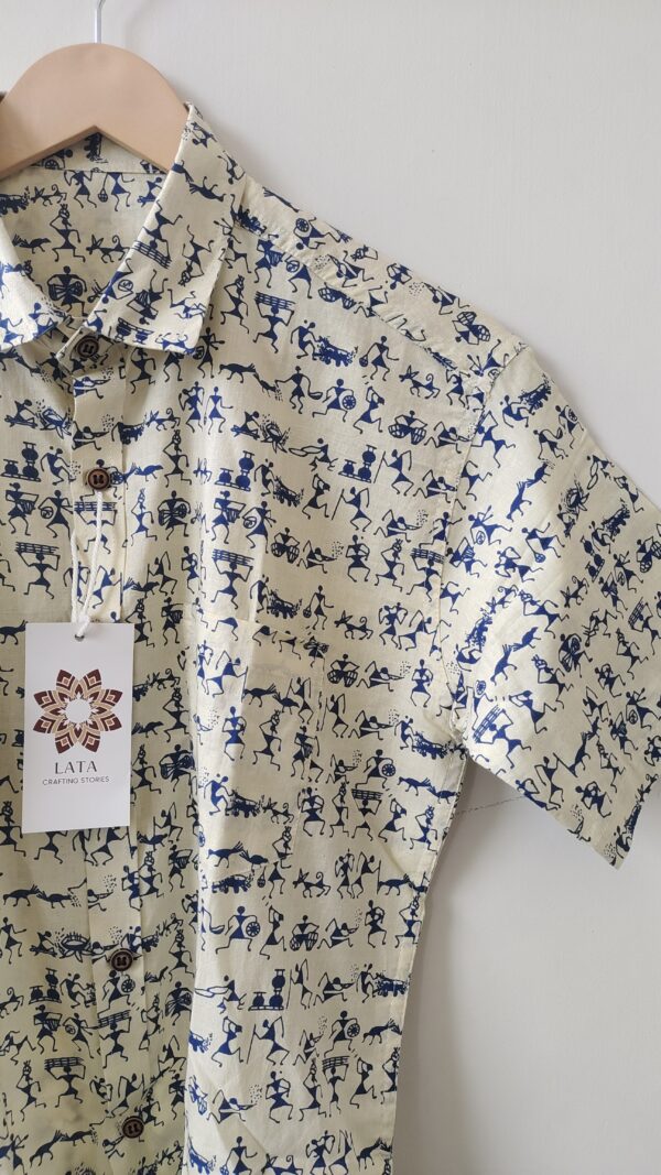 Blue Base And Blue Warli Cotton Shirt (3)
