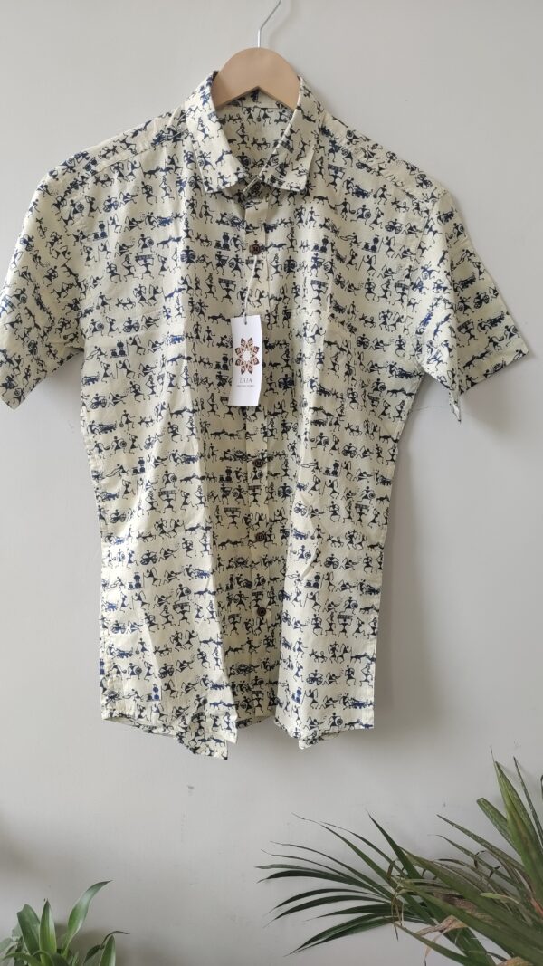Blue Base And Blue Warli Cotton Shirt