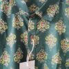 Green Base Yellow Floral Buti Printed Cotton Shirt