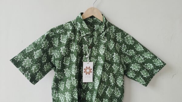 Green Floral Batik Printed Cotton Shirt (3)