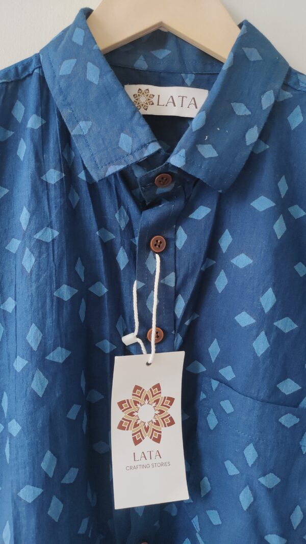 Indigo HandPrinted Cotton Shirt