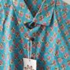 Light Blue Red Buti HandPrinted Cotton Shirt