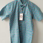 Light Blue Red Buti HandPrinted Cotton Shirt (4)