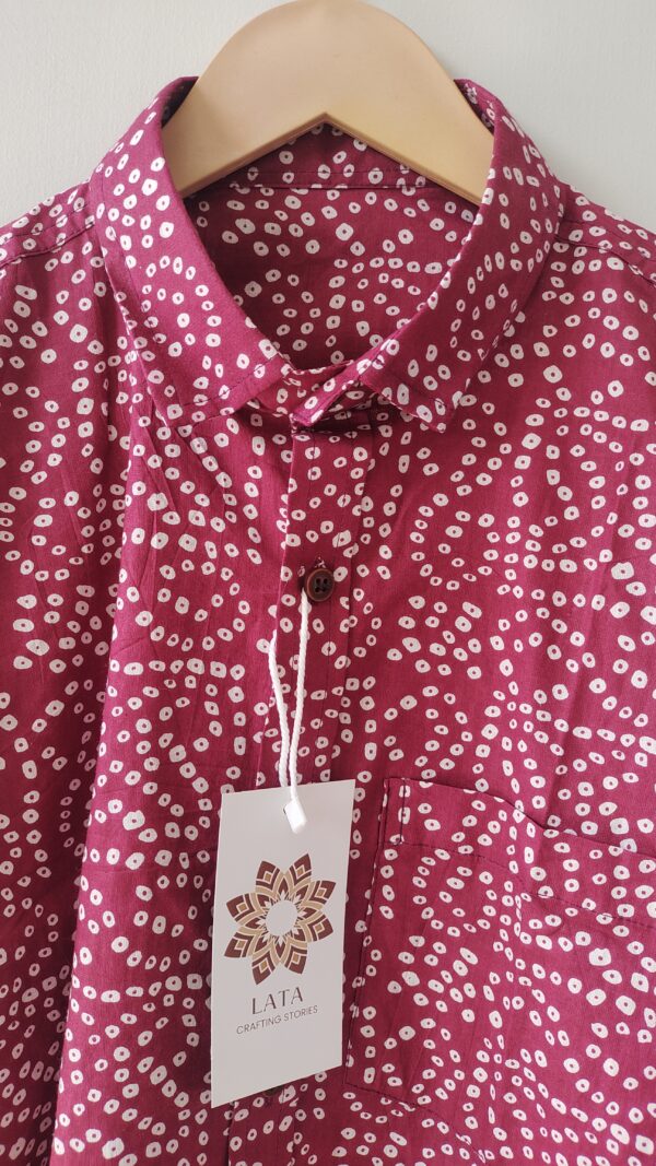 Magenta Floral Bandhani Printed Cotton Shirt