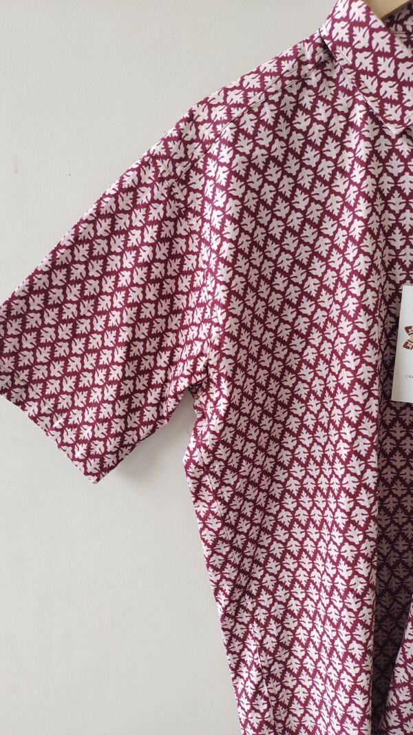 Magenta White Floral Buti HandPrinted Cotton Shirt (3)