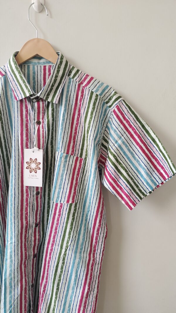 Multi Colour White Base Striped Cotton Shirt (3)